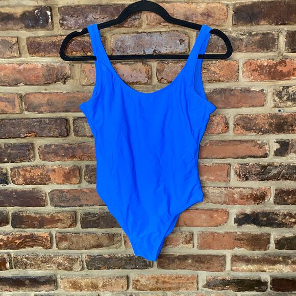 No Boundaries Royal Blue One-Piece Scoop Back Swim Bathing Suit Size Medium - Picture 1 of 3